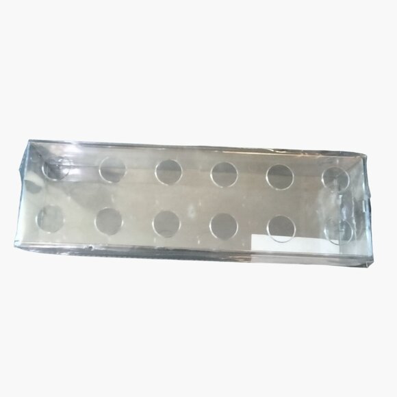 Clear Plastic Rectangular Vase 12 hole Floral Decorative Flower Brush Holder - Picture 2 of 6